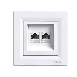 Розетка компьютерная двойная RJ-45 cat.5e Shneider-Electric Asfora белый EPH4400121