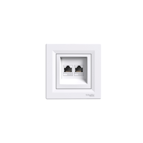 Розетка компьютерная двойная RJ-45 cat.5e Shneider-Electric Asfora белый EPH4400121
