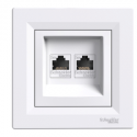 Розетка компьютерная двойная RJ-45 cat.5e Shneider-Electric Asfora белый EPH4400121