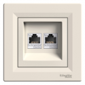 Розетка компьютерная двойная RJ-45 cat.5e Shneider-Electric Asfora крем EPH4400123