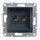 Розетка компьютерная двойная RJ-45 cat.5e Shneider-Electric Asfora антрацит EPH4400171