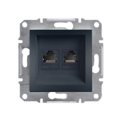 Розетка компьютерная двойная RJ-45 cat.5e Shneider-Electric Asfora антрацит EPH4400171