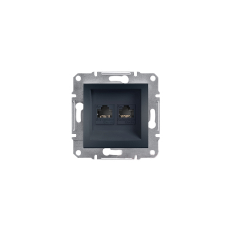 Розетка компьютерная двойная RJ-45 cat.5e Shneider-Electric Asfora антрацит EPH4400171