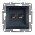 Розетка компьютерная двойная RJ-45 cat.5e Shneider-Electric Asfora антрацит EPH4400171