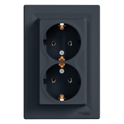 Розетка двойная с заземлением Shneider-Electric Asfora антрацит EPH9900171