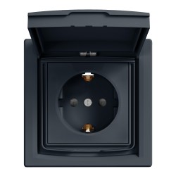 Розетка с крышкой IP44 Shneider-Electric Asfora антрацит EPH3100371