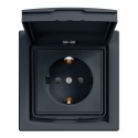 Розетка с крышкой IP44 Shneider-Electric Asfora антрацит EPH3100371
