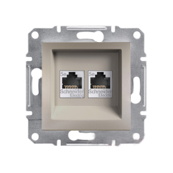 Розетка компьютерная двойная RJ-45 cat.5e Shneider-Electric Asfora бронза EPH4400169