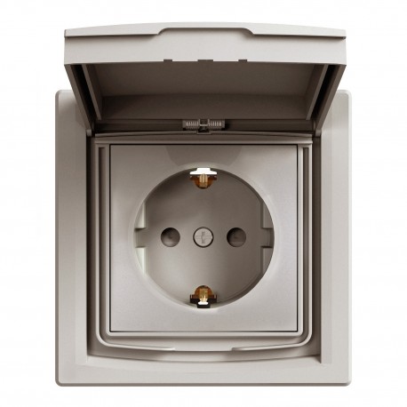 Розетка с крышкой IP44 Shneider-Electric Asfora бронза EPH3100369