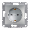 Розетка с шторками Shneider-Electric Asfora алюминий EPH2900261