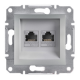 Розетка компьютерная двойная RJ-45 cat.5e Shneider-Electric Asfora алюминий EPH4400161