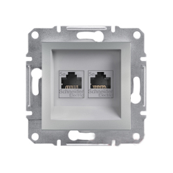Розетка компьютерная двойная RJ-45 cat.5e Shneider-Electric Asfora алюминий EPH4400161