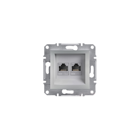 Розетка компьютерная двойная RJ-45 cat.5e Shneider-Electric Asfora алюминий EPH4400161