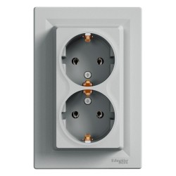Розетка двойная с заземлением Shneider-Electric Asfora алюминий EPH9900161