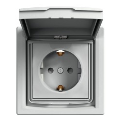 Розетка с крышкой IP44 Shneider-Electric Asfora алюминий EPH3100361