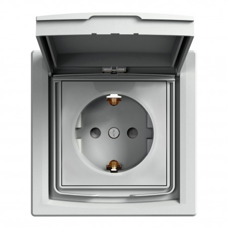 Розетка с крышкой IP44 Shneider-Electric Asfora алюминий EPH3100361