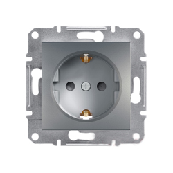 Розетка с шторками Shneider-Electric Asfora сталь EPH2900262
