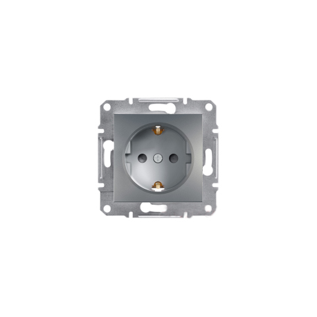 Розетка с шторками Shneider-Electric Asfora сталь EPH2900262
