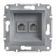 Розетка телефонная двойная RJ11 Shneider-Electric Asfora сталь EPH4200162
