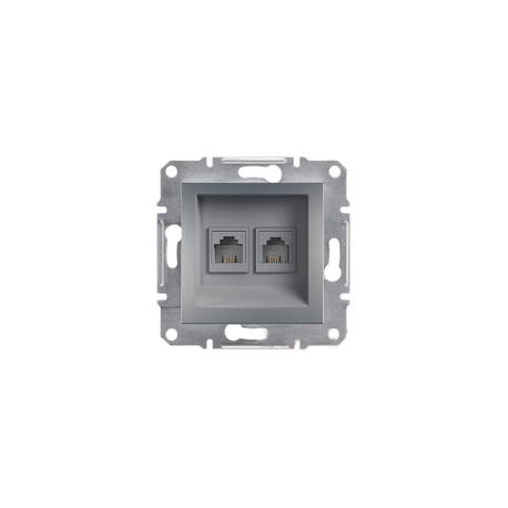 Розетка телефонная двойная RJ11 Shneider-Electric Asfora сталь EPH4200162