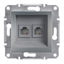 Розетка телефонная двойная RJ11 Shneider-Electric Asfora сталь EPH4200162