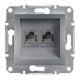 Розетка компьютерная двойная RJ-45 cat.5e Shneider-Electric Asfora сталь EPH4400162