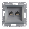 Розетка компьютерная двойная RJ-45 cat.5e Shneider-Electric Asfora сталь EPH4400162