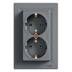 Розетка двойная с заземлением Shneider-Electric Asfora сталь EPH9900162