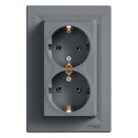 Розетка двойная с заземлением Shneider-Electric Asfora сталь EPH9900162