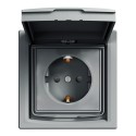 Розетка с крышкой IP44 Shneider-Electric Asfora сталь EPH3100362