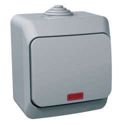 Выключатель 1-кл. с подсветкой IP44 Schneider-Electric Cedar Plus (16А, серый) WDE000614