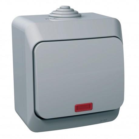 Выключатель 1-кл. с подсветкой IP44 Schneider-Electric Cedar Plus (16А, серый) WDE000614