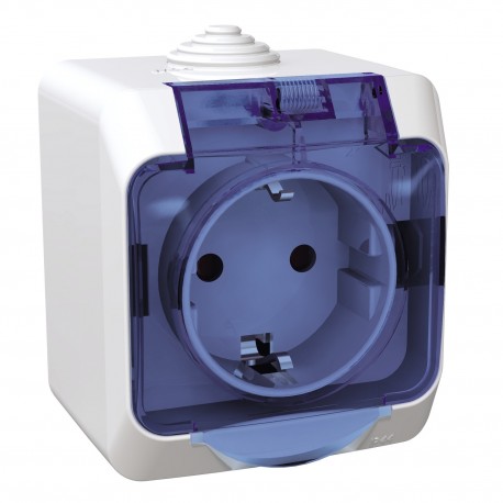 Розетка с крышкой IP44 Schneider-Electric Cedar Plus (16А, с з/к, белый) WDE000543