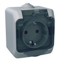 Розетка с крышкой IP44 Schneider-Electric Cedar Plus (16А, с з/к, серый) WDE000643