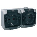 Розетка двойная с крышкой IP44 Schneider-Electric Cedar Plus (16А, с з/к, серый) WDE000525