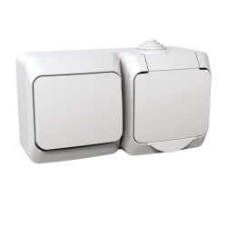 Розетка с заземлением и выключатель 1-кл. IP44 Schneider-Electric Cedar Plus (16А, с з/к, белый) WDE000500