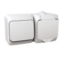 Розетка с заземлением и выключатель 1-кл. IP44 Schneider-Electric Cedar Plus (16А, с з/к, белый) WDE000500