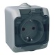 Розетка с крышкой IP44 Schneider-Electric Cedar Plus (16А, с з/к, серый) WDE000643