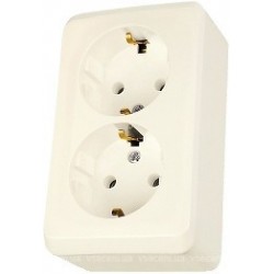 Розетка двойная с заземлением Schneider-Electric Prima (16А, крем) WDE001148