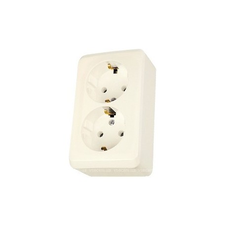 Розетка двойная с заземлением Schneider-Electric Prima (16А, крем) WDE001148