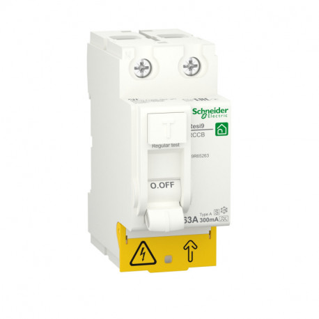 УЗО RESI9 Schneider-Electric 63 A, 300 мА, 2P, тип А R9R65263