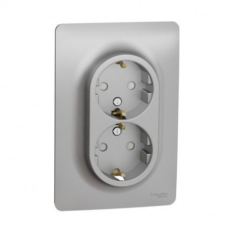 Розетка Schneider-Electric Unica New (16А, с з/к, алюминий) NU206730