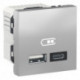 Розетка USB A+C Schneider-Electric Unica New (2-мод, алюминий) NU301830