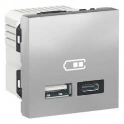 Розетка USB A+C Schneider-Electric Unica New (2-мод, алюминий) NU301830