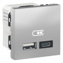 Розетка USB A+C Schneider-Electric Unica New (2-мод, алюминий) NU301830
