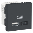 Розетка USB A+C Schneider-Electric Unica New (2-мод, антрацит) NU301854