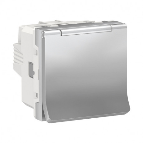 Розетка Schneider-Electric Unica New (16А, с з/к, алюминий) NU303730TA
