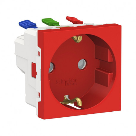 Розетка Schneider-Electric Unica New (16А, с з/к, красный) NU305703