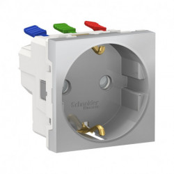 Розетка Schneider-Electric Unica New (16А, с з/к, 2-мод, алюминий) NU305730