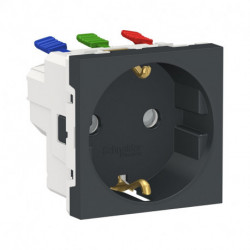 Розетка Schneider-Electric Unica New (16А, с з/к, 2-мод, антрацит) NU305754